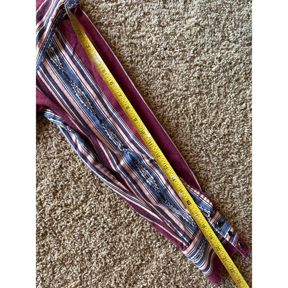 Vintage Wrangler Western Shirts Maroon Blue Tan White L Aztec Pearl Snap XL-Tail - Picture 8 of 8